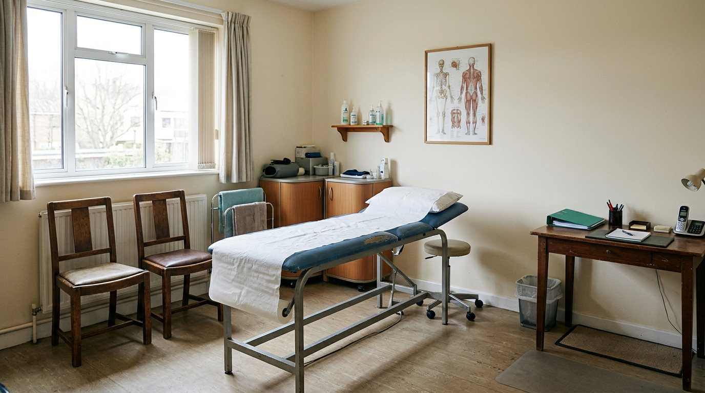 An empty physical therapy consulting room